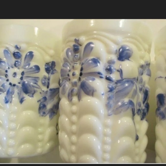 SOLD EAPG Milk Glass Pitcher 5 Tumblers #B45 - Picture 5 of 11